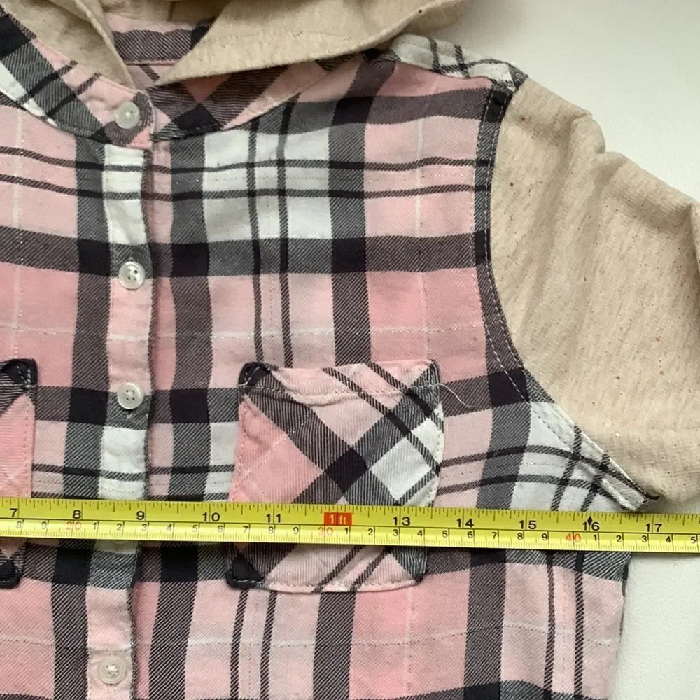 Justice Pink Gray Girls Shirt w/ Hood Size 14